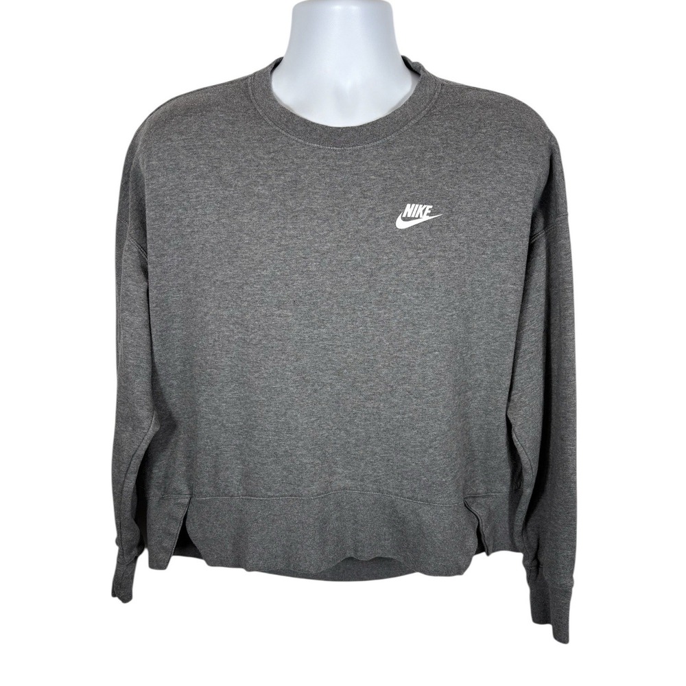 Nike Women's Sweatshirt‎ Medium Gray Crewneck Athleisure Oversized - 1148